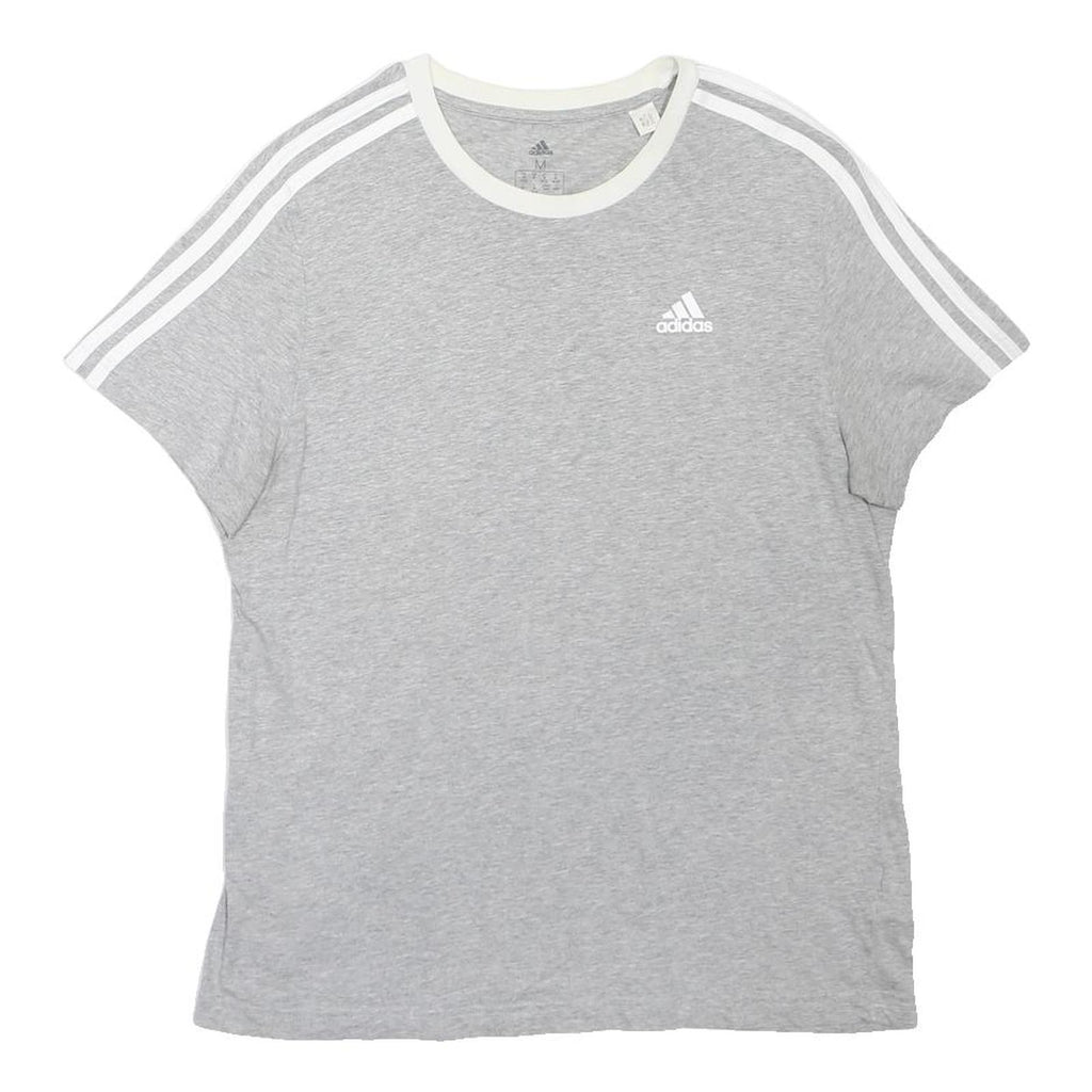 ADIDAS Boys Grey & White Classic T-Shirt 12-13Y Short Sleeve Crew Neck Cotton