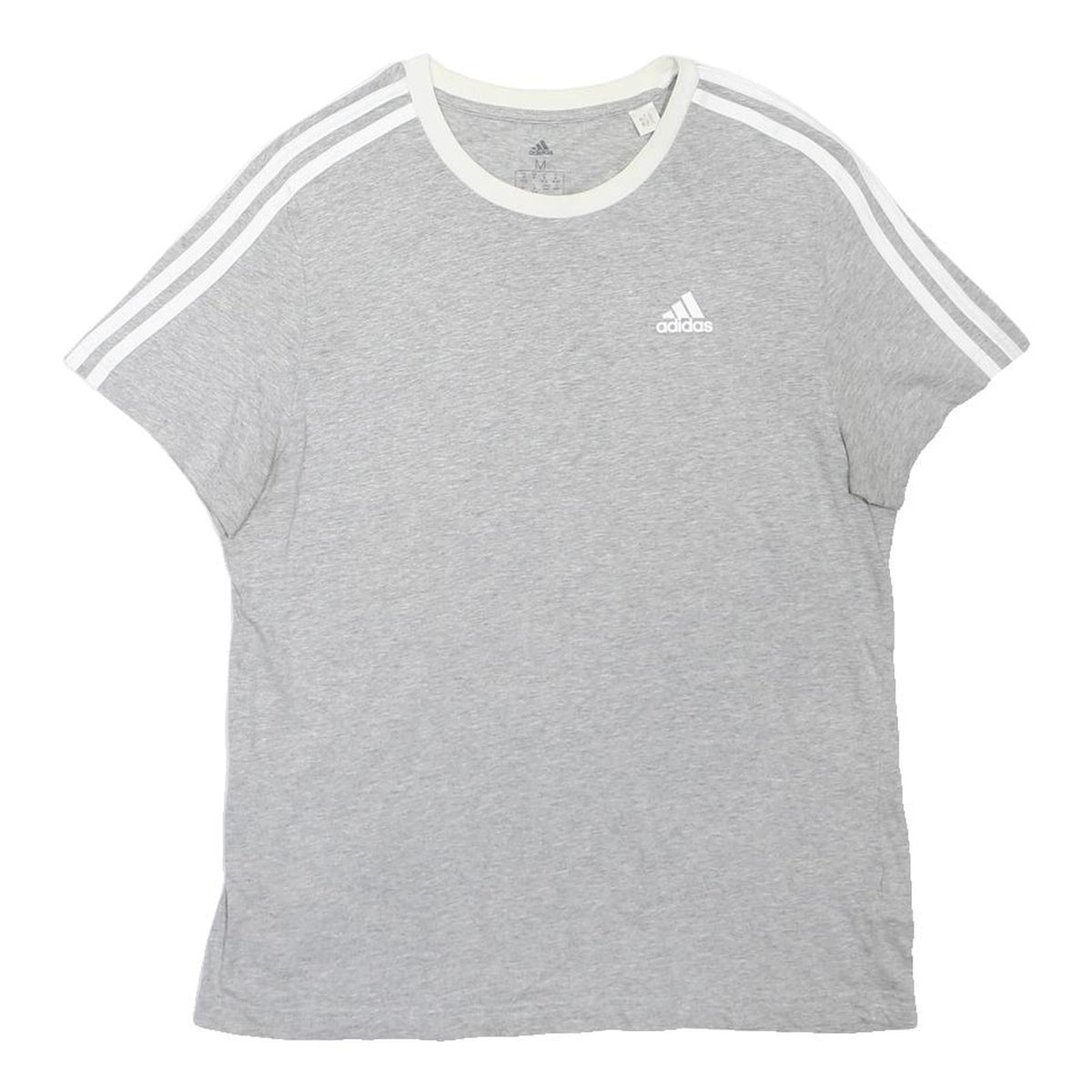 ADIDAS Boys Grey & White Classic T-Shirt 12-13Y Short Sleeve Crew Neck Cotton