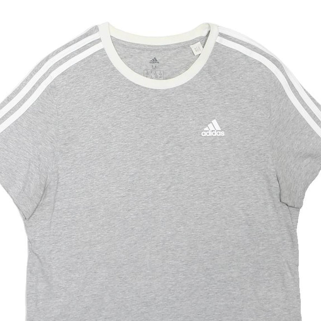 ADIDAS Boys Grey & White Classic T-Shirt 12-13Y Short Sleeve Crew Neck Cotton
