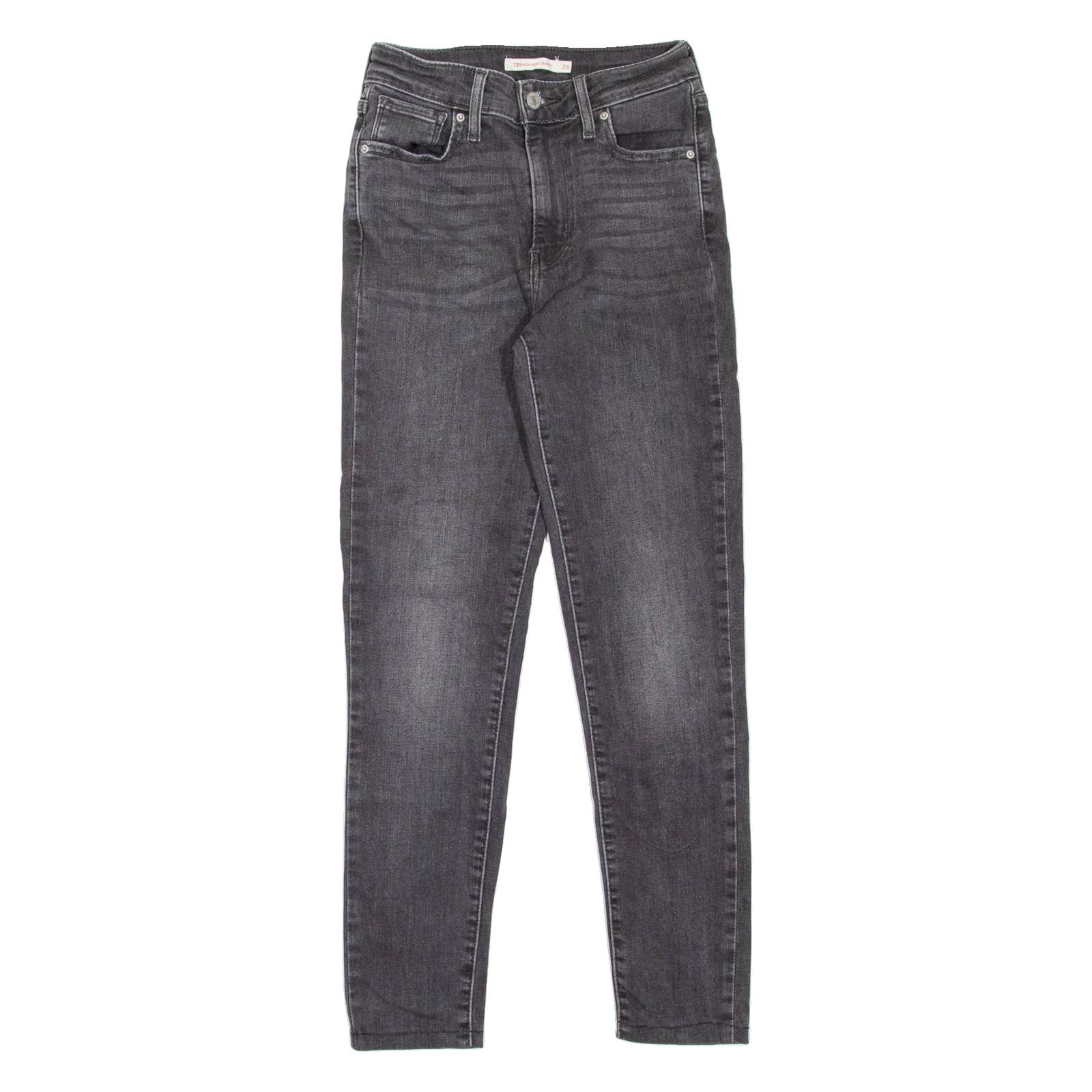 LEVI'S 721 High Rise Womens Jeans Grey Slim Skinny Stone Wash W26 L26