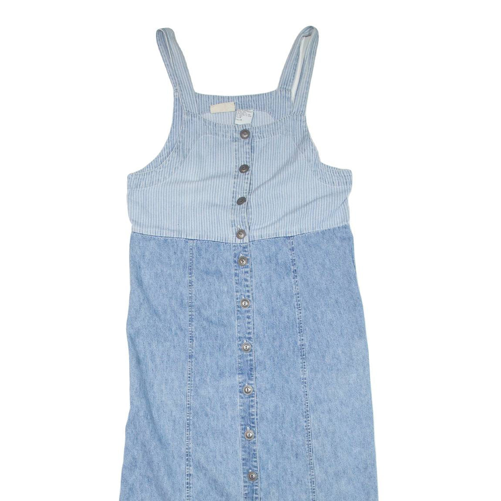 FADED GLORY Womens Day Dress Blue Denim Striped Sleeveless Midi M