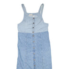 FADED GLORY Womens Day Dress Blue Denim Striped Sleeveless Midi M