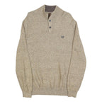 CHAPS Mens Beige Round Neck Patterned Jumper Cotton Blend M Casual Knitwear