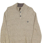 CHAPS Mens Beige Round Neck Patterned Jumper Cotton Blend M Casual Knitwear