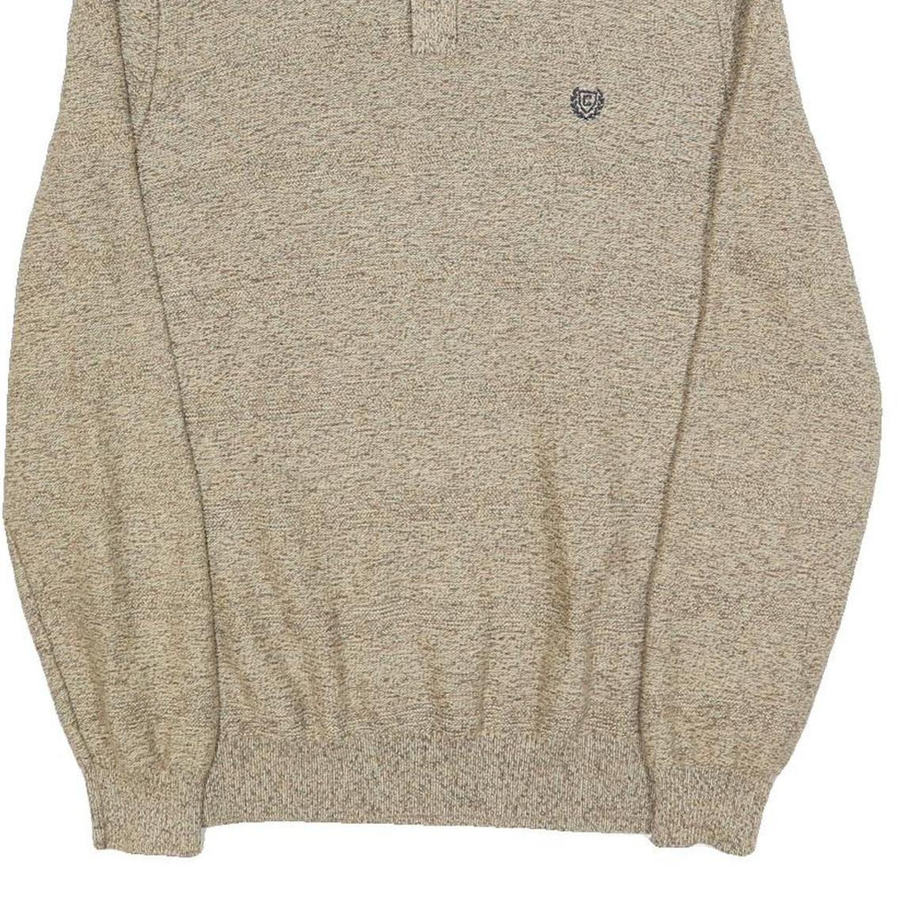 CHAPS Mens Beige Round Neck Patterned Jumper Cotton Blend M Casual Knitwear