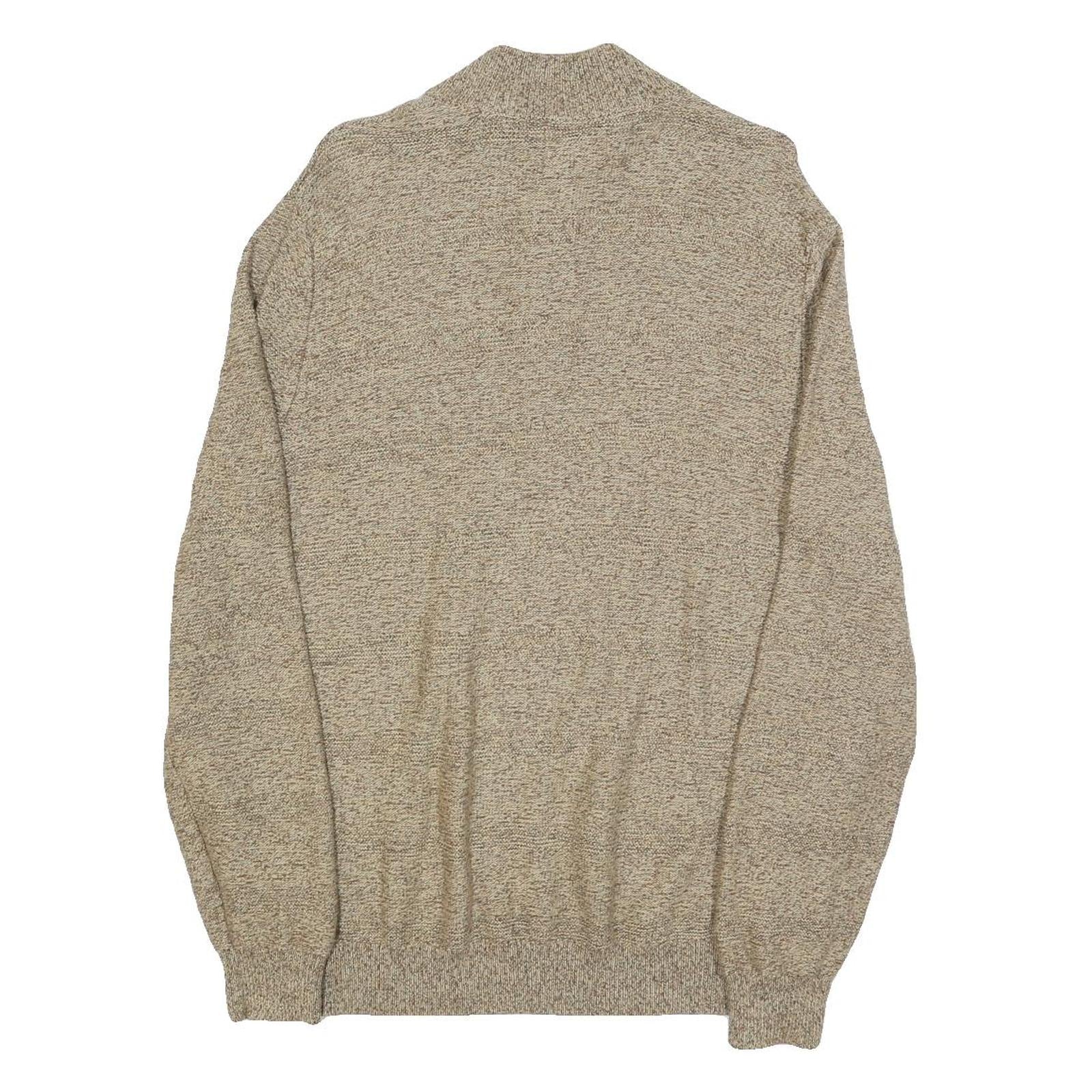 CHAPS Mens Beige Round Neck Patterned Jumper Cotton Blend M Casual Knitwear