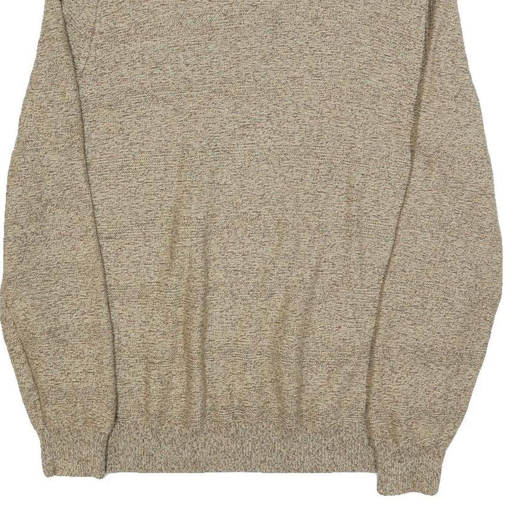 CHAPS Mens Beige Round Neck Patterned Jumper Cotton Blend M Casual Knitwear
