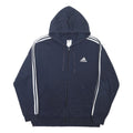 ADIDAS Mens Navy Blue Zip Hoodie XL Cotton Blend 3 Stripes Sportswear
