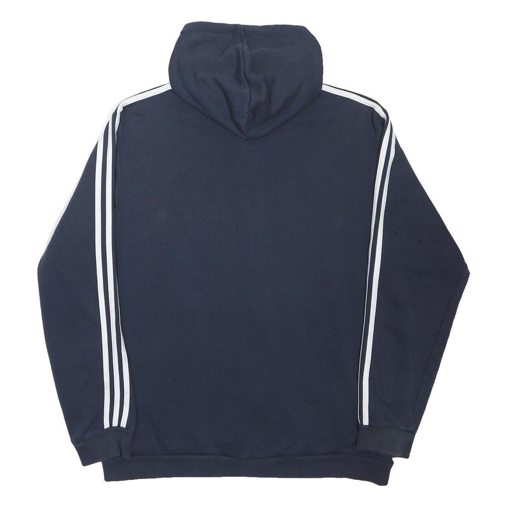 ADIDAS Mens Navy Blue Zip Hoodie XL Cotton Blend 3 Stripes Sportswear