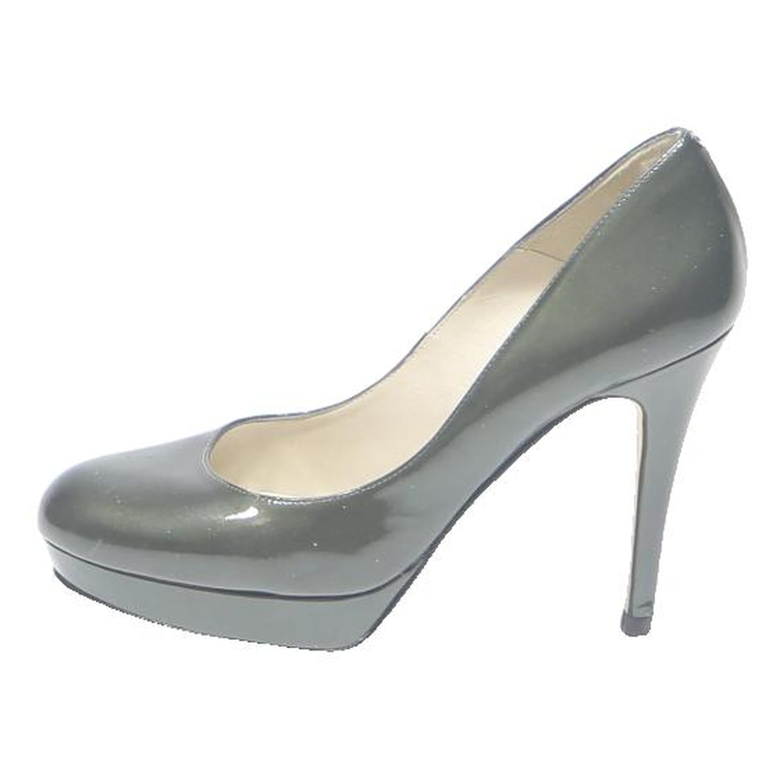 KAREN MILLEN Womens Classic High Heels Platform Black Patent UK 6 Elegant Formal