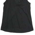 ARMANI EXCHANGE Womens Black Sleeveless V-Neck Top S Button Detail Cotton Blend