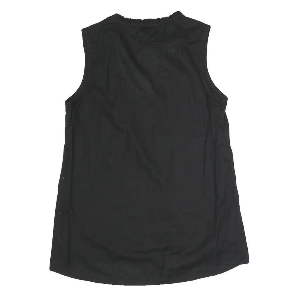 ARMANI EXCHANGE Womens Black Sleeveless V-Neck Top S Button Detail Cotton Blend