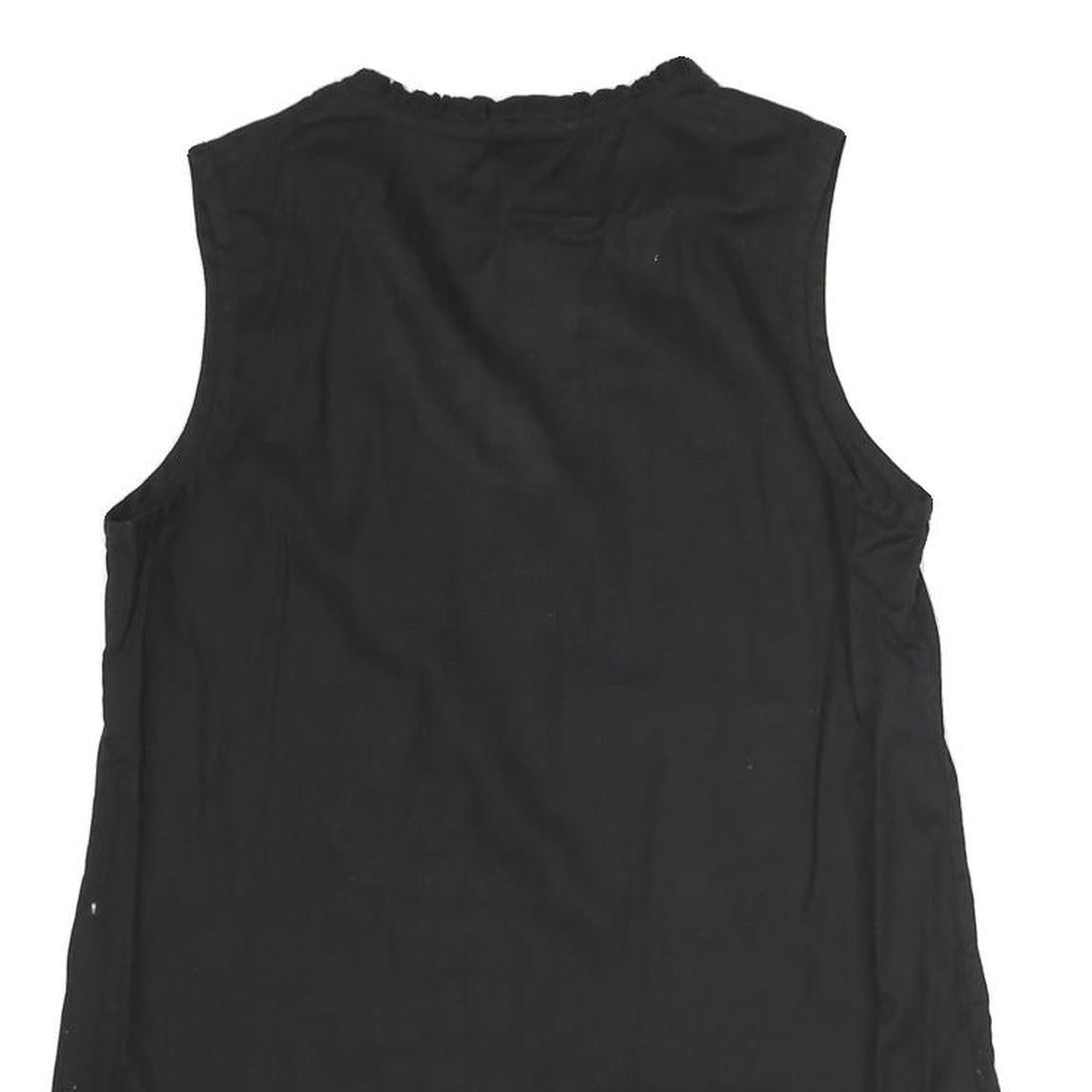 ARMANI EXCHANGE Womens Black Sleeveless V-Neck Top S Button Detail Cotton Blend