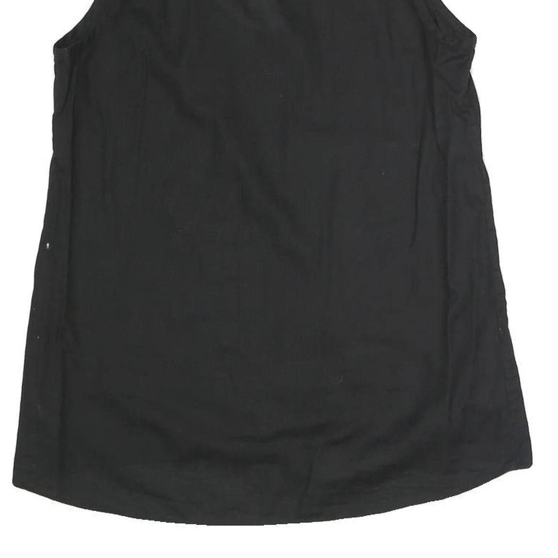 ARMANI EXCHANGE Womens Black Sleeveless V-Neck Top S Button Detail Cotton Blend