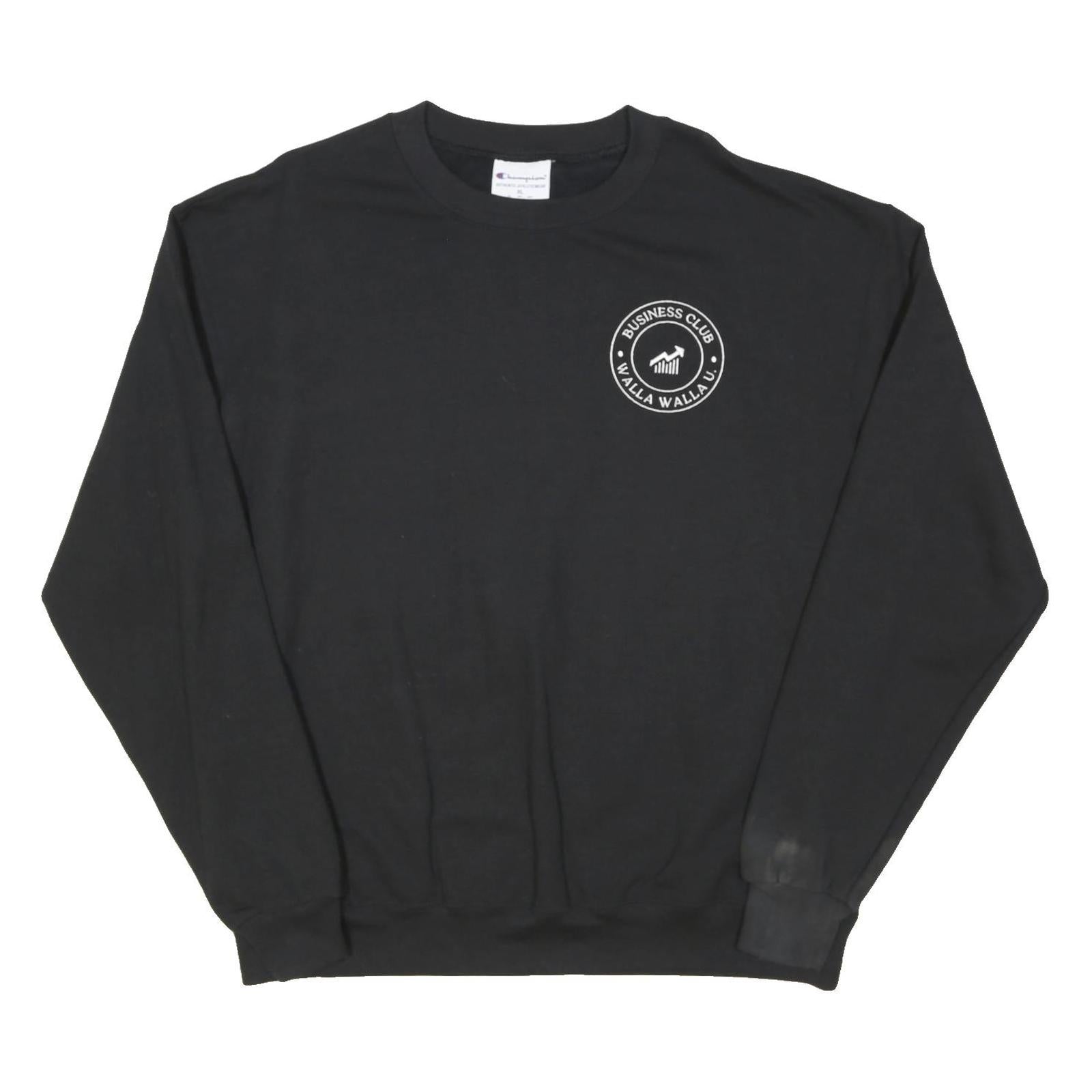 CHAMPION Mens Black Business Club Walla Walla U Crew Neck XL Cotton Sweatshirt
