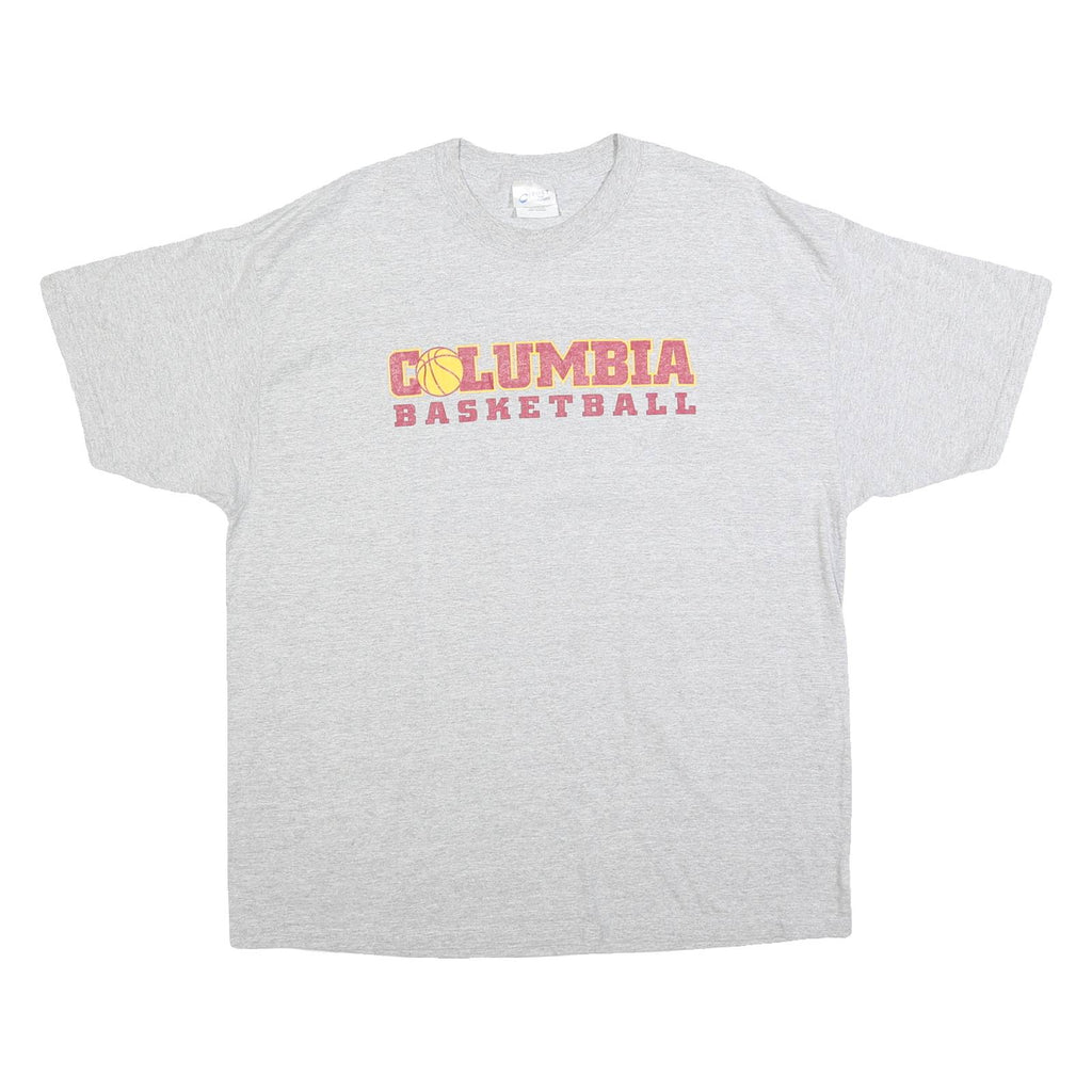 PORT & COMPANY Mens Grey Columbia Basketball Graphic T-Shirt XL Crew Neck Short