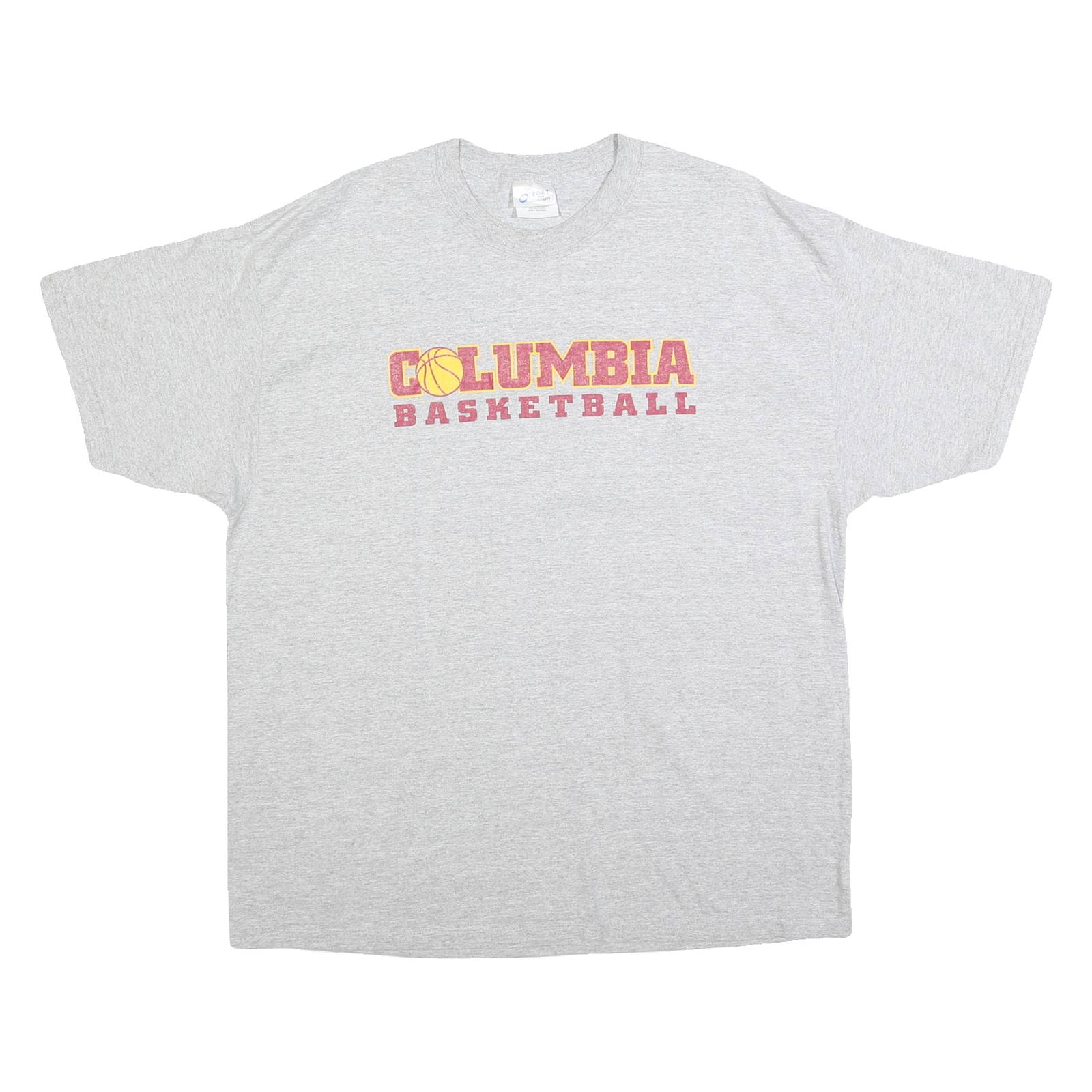 PORT & COMPANY Mens Grey Columbia Basketball Graphic T-Shirt XL Crew Neck Short