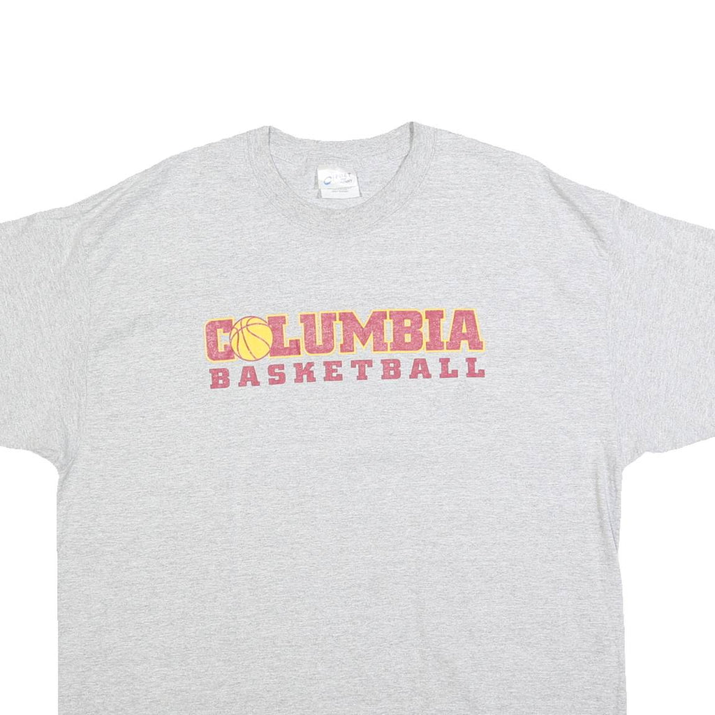 PORT & COMPANY Mens Grey Columbia Basketball Graphic T-Shirt XL Crew Neck Short