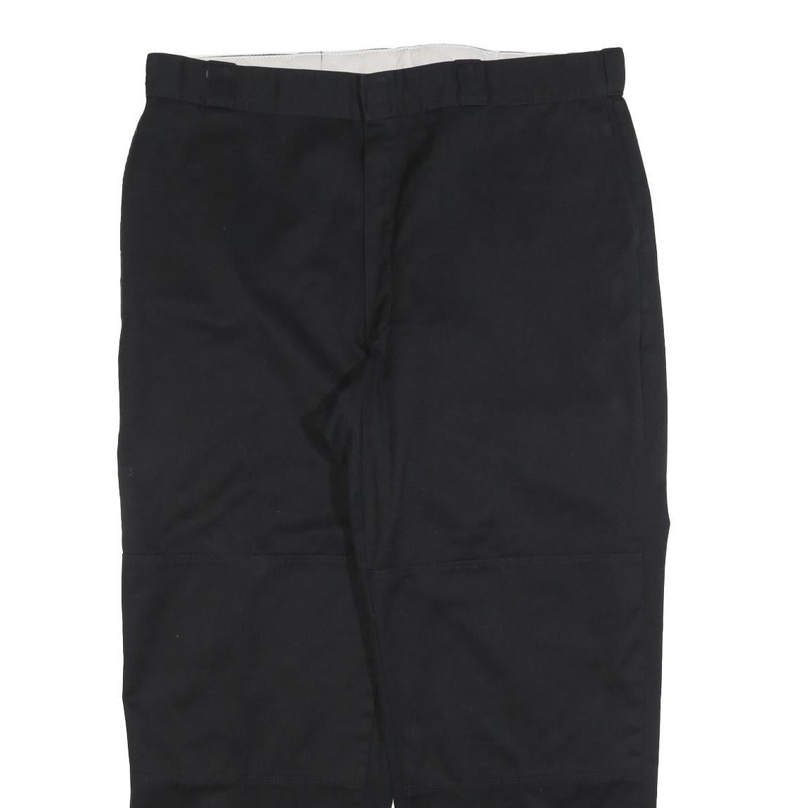 DICKIES Mens Cotton Blend Black Relaxed Straight Trousers W42 L32 Workwear Zip