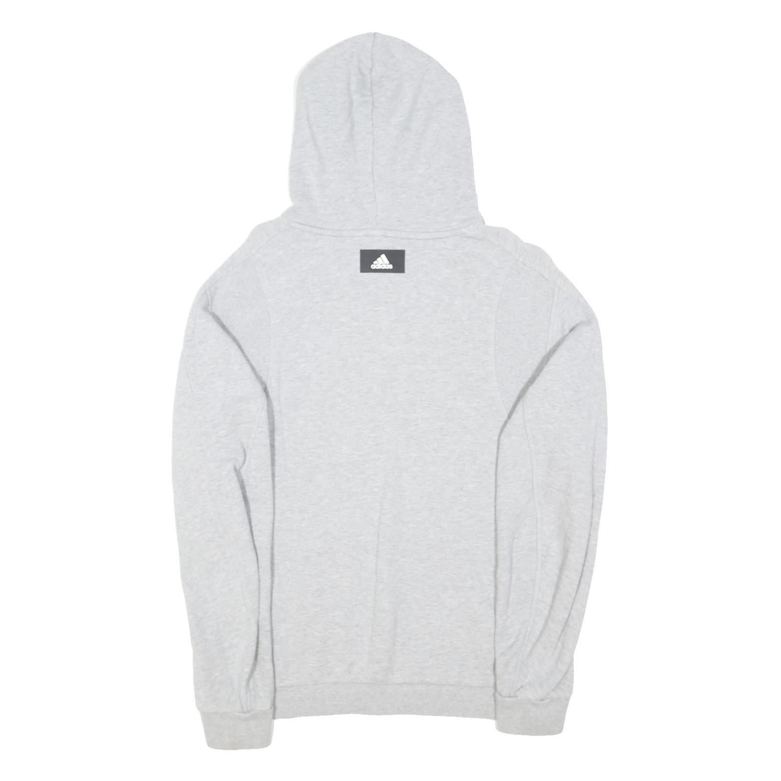 ADIDAS Mens Grey Pullover Hoodie M Cotton Blend Lightweight Casual