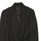ZARA Womens Black Button Cotton Blend Jacket L Woven Sophisticated Elegant