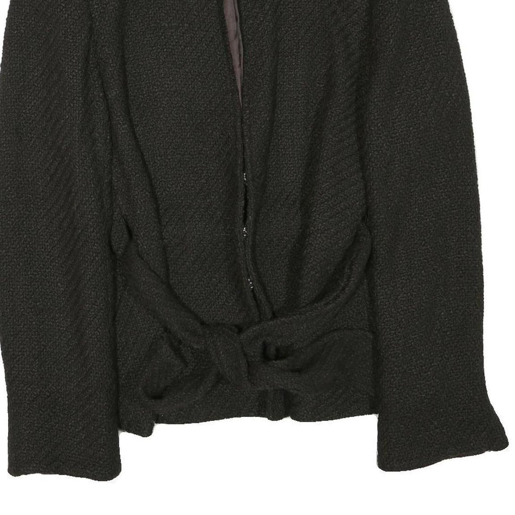 ZARA Womens Black Button Cotton Blend Jacket L Woven Sophisticated Elegant