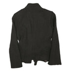 ZARA Womens Black Button Cotton Blend Jacket L Woven Sophisticated Elegant