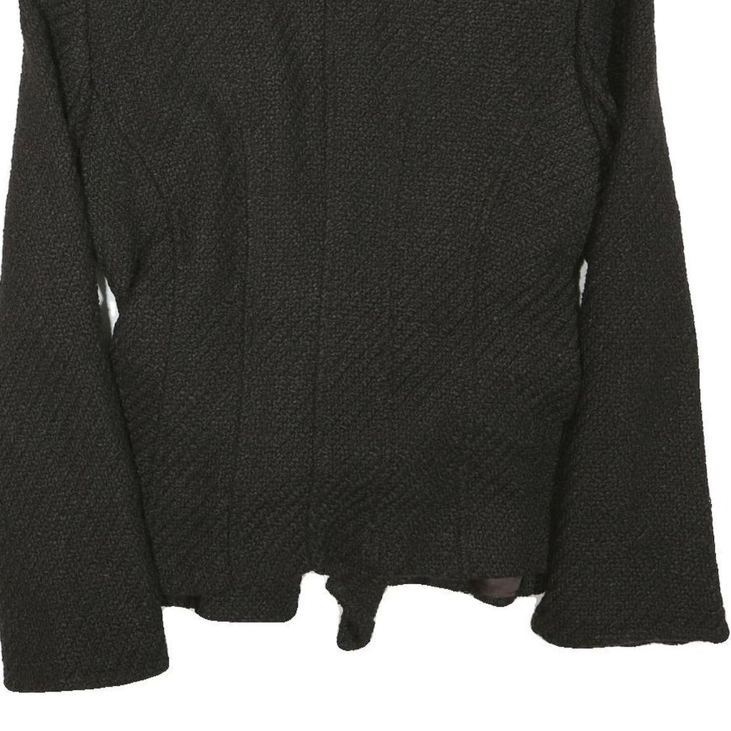 ZARA Womens Black Button Cotton Blend Jacket L Woven Sophisticated Elegant