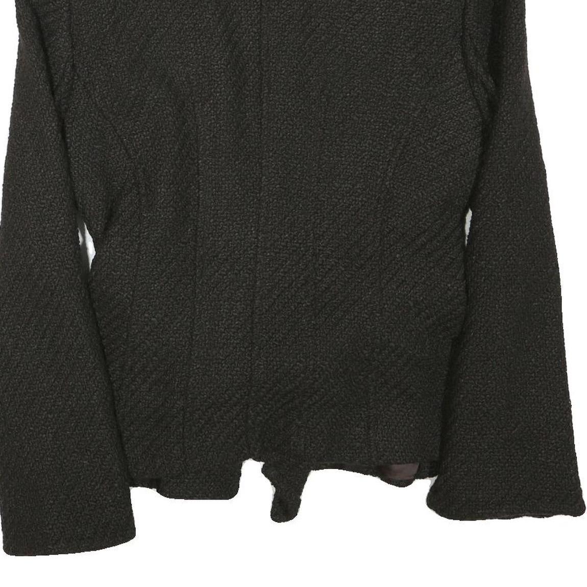 ZARA Womens Black Button Cotton Blend Jacket L Woven Sophisticated Elegant