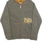 TIMBERLAND Womens Grey & Yellow Full Zip Hoodie M Cotton Blend Casual Sweatshirt