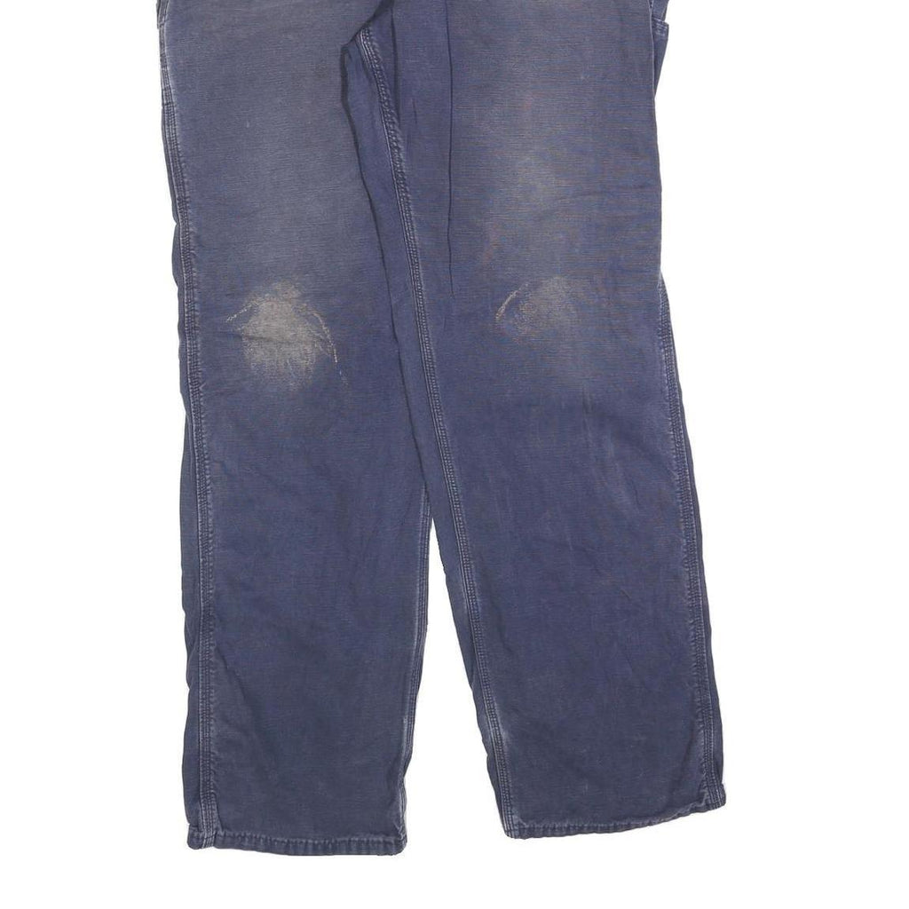 CARHARTT Mens Cotton Blend Blue Loose Straight Trousers W36 L34 Workwear Zip