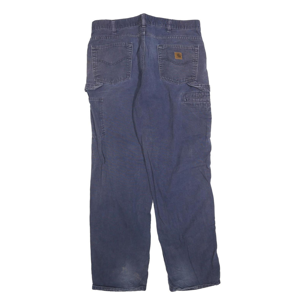 CARHARTT Mens Cotton Blend Blue Loose Straight Trousers W36 L34 Workwear Zip
