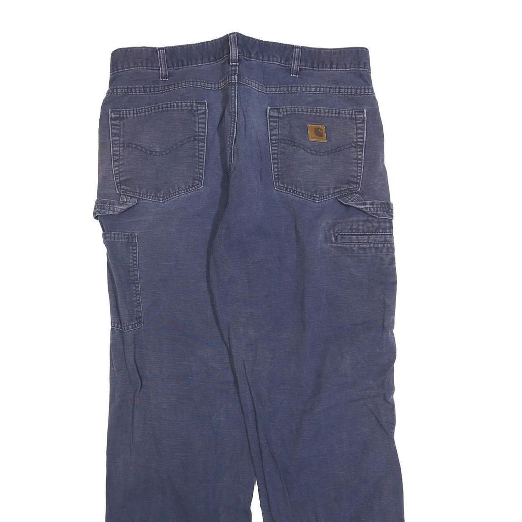 CARHARTT Mens Cotton Blend Blue Loose Straight Trousers W36 L34 Workwear Zip