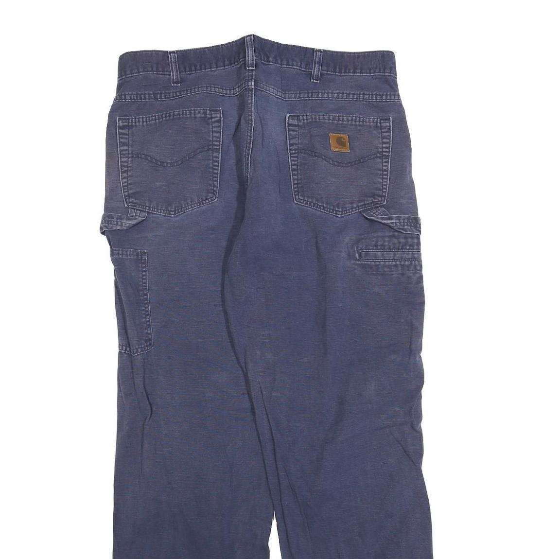 CARHARTT Mens Cotton Blend Blue Loose Straight Trousers W36 L34 Workwear Zip