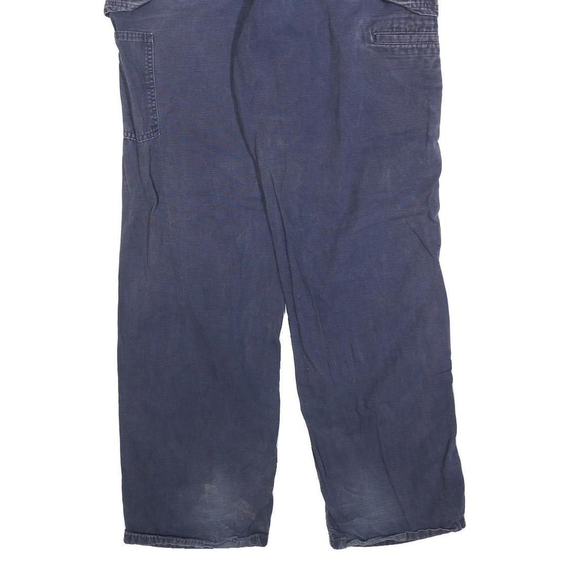 CARHARTT Mens Cotton Blend Blue Loose Straight Trousers W36 L34 Workwear Zip