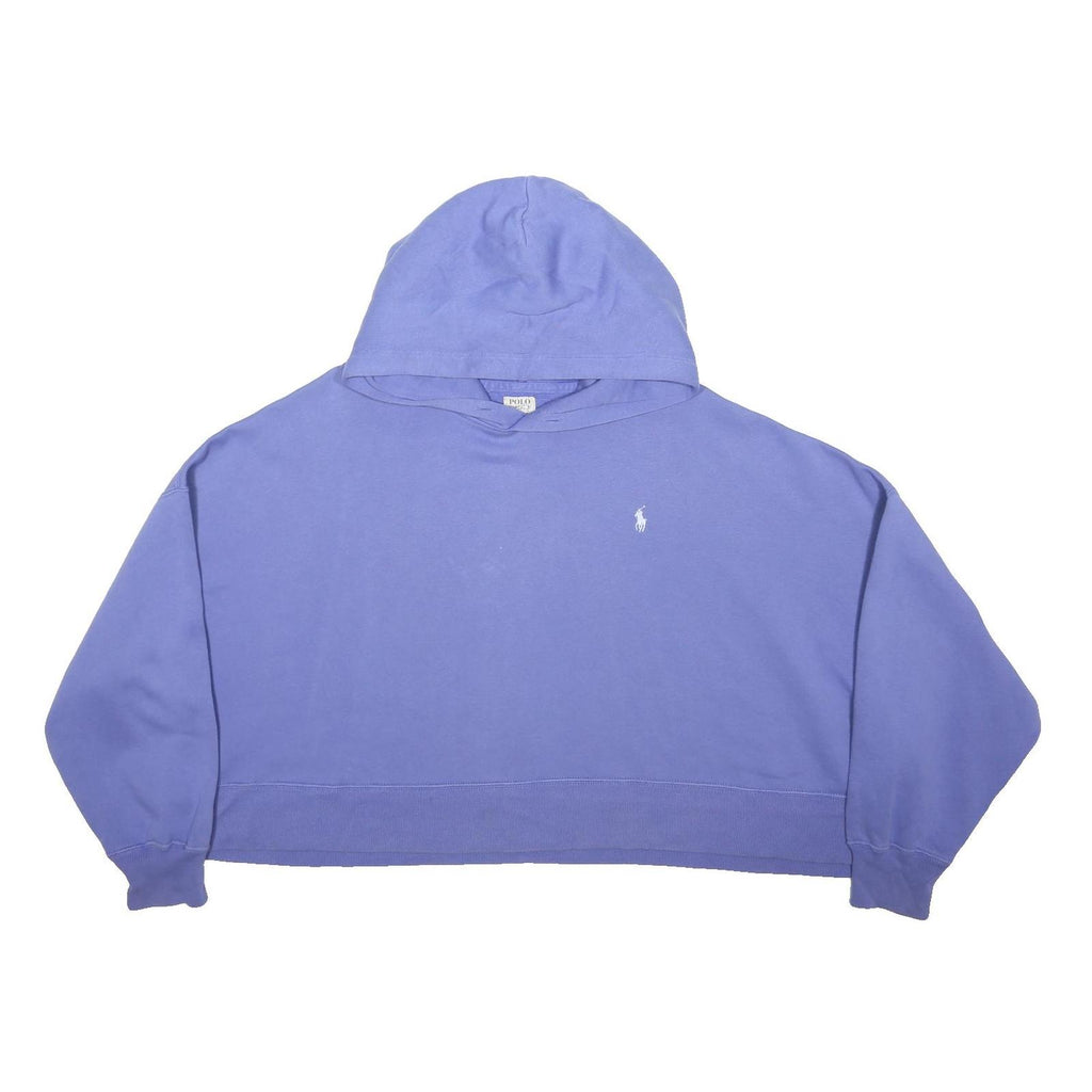 POLO RALPH LAUREN Womens Blue Pullover Hoodie XL Cropped Casual Sweatshirt