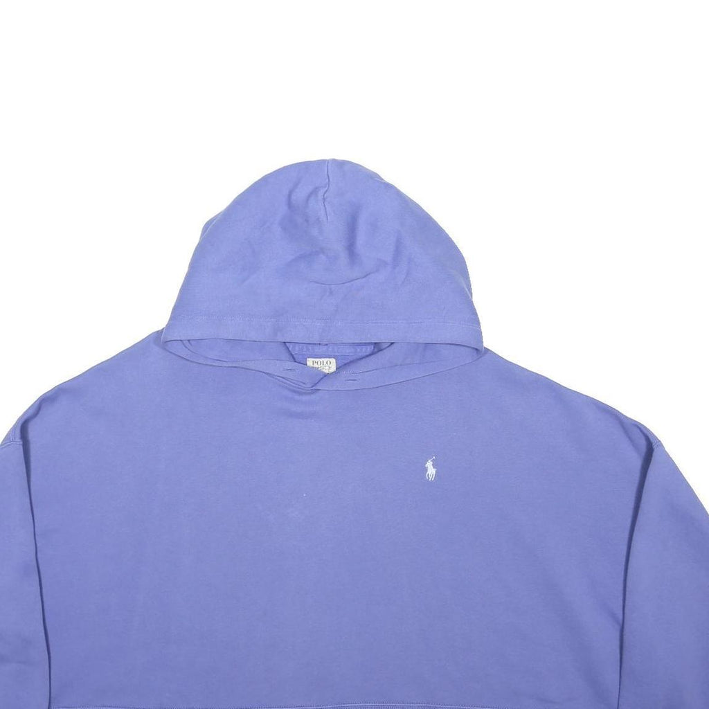 POLO RALPH LAUREN Womens Blue Pullover Hoodie XL Cropped Casual Sweatshirt