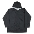 Mens Black Cashback Hooded Jacket L Polyester Blend Plain Button Closure