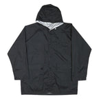 Mens Black Cashback Hooded Jacket L Polyester Blend Plain Button Closure