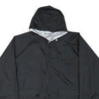 Mens Black Cashback Hooded Jacket L Polyester Blend Plain Button Closure