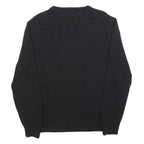 NAUTICA Mens Black Plain Jumper V-Neck Basic Knit L Cotton Blend Casual Knitwear
