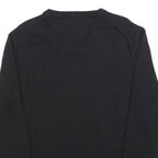 NAUTICA Mens Black Plain Jumper V-Neck Basic Knit L Cotton Blend Casual Knitwear
