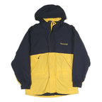 TIMBERLAND Mens Blue & Yellow Outdoor Jacket S Polyester Zip Hooded Colourblock