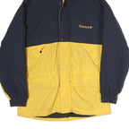 TIMBERLAND Mens Blue & Yellow Outdoor Jacket S Polyester Zip Hooded Colourblock
