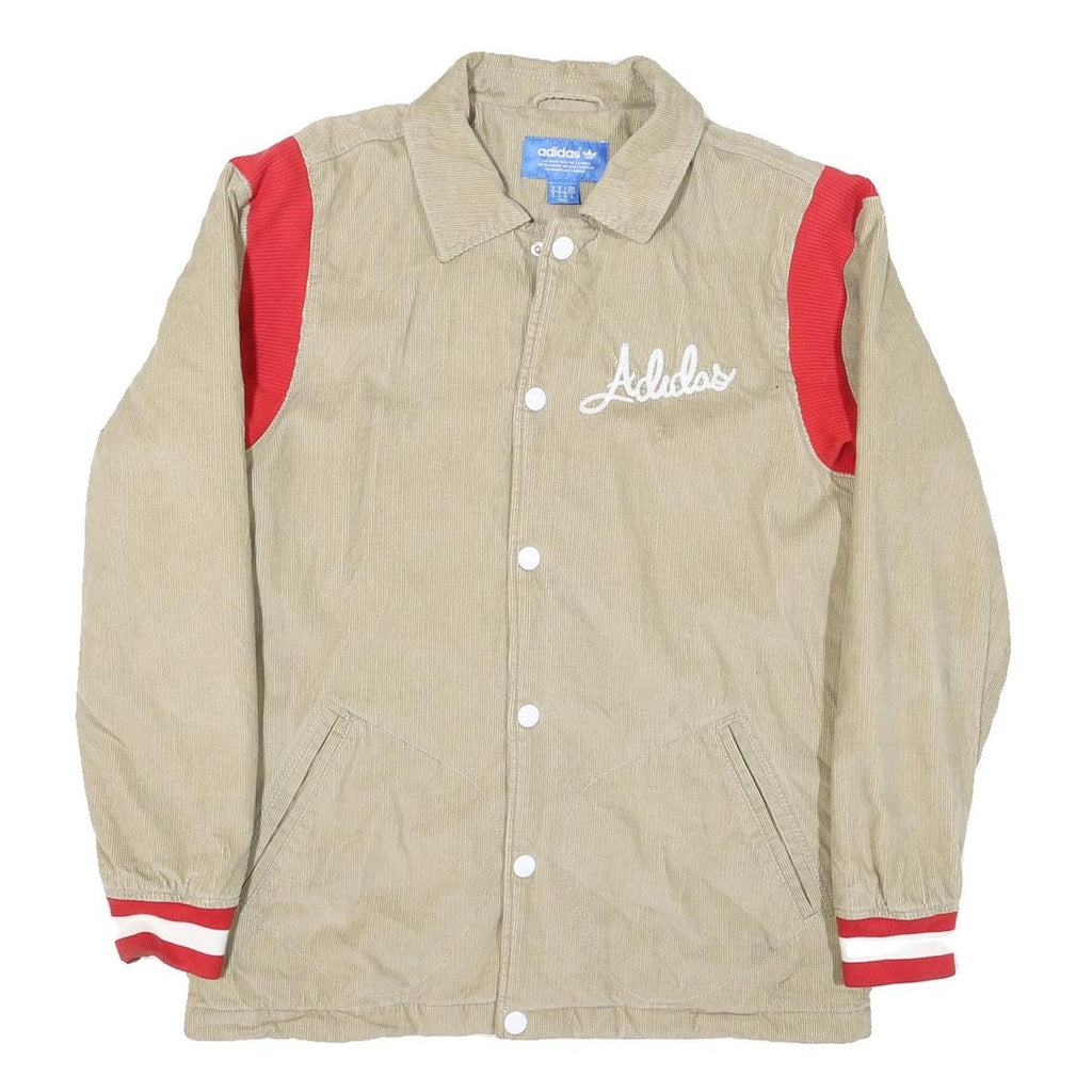 ADIDAS Mens Beige & Red Originals Button Cotton Blend Casual Jacket M