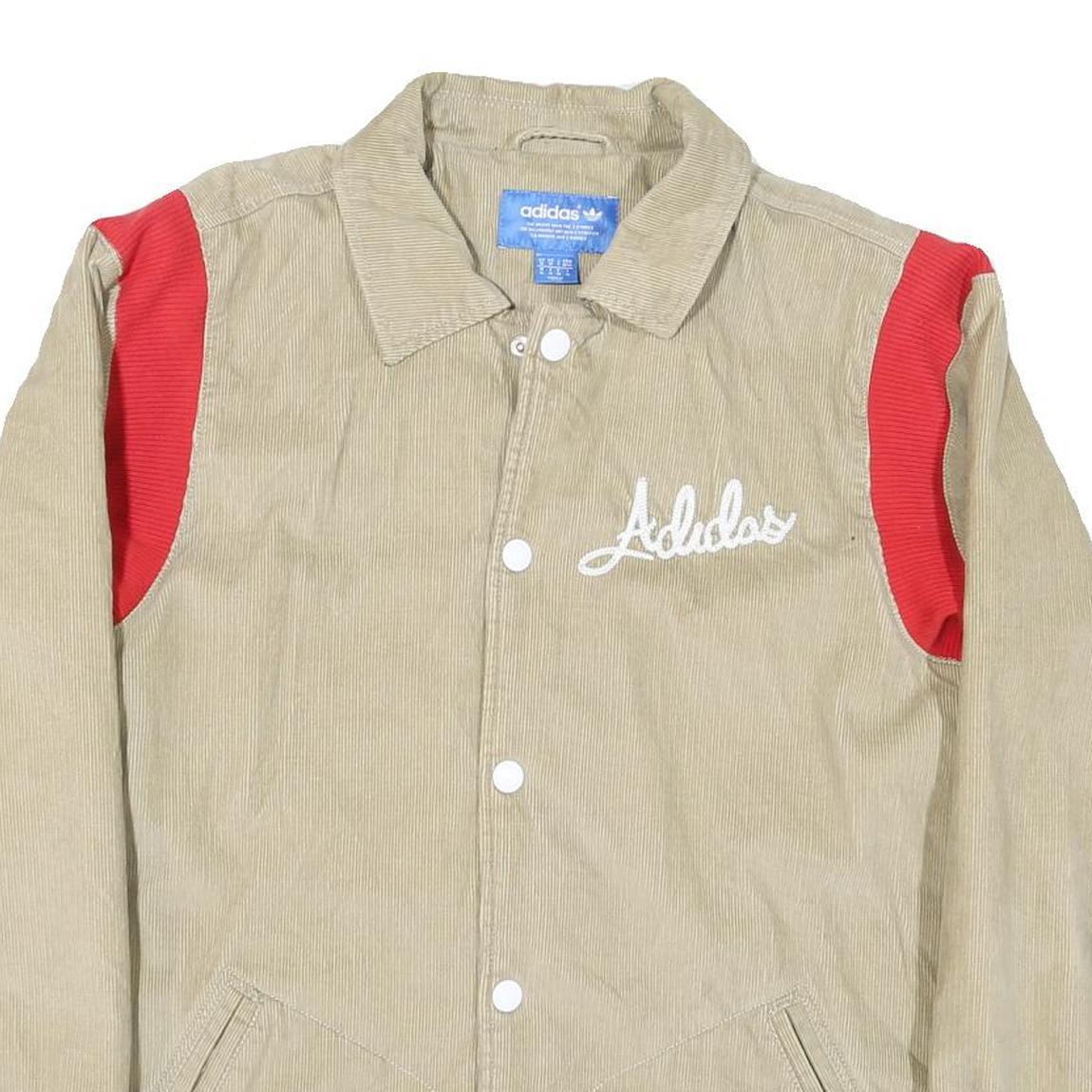 ADIDAS Mens Beige & Red Originals Button Cotton Blend Casual Jacket M