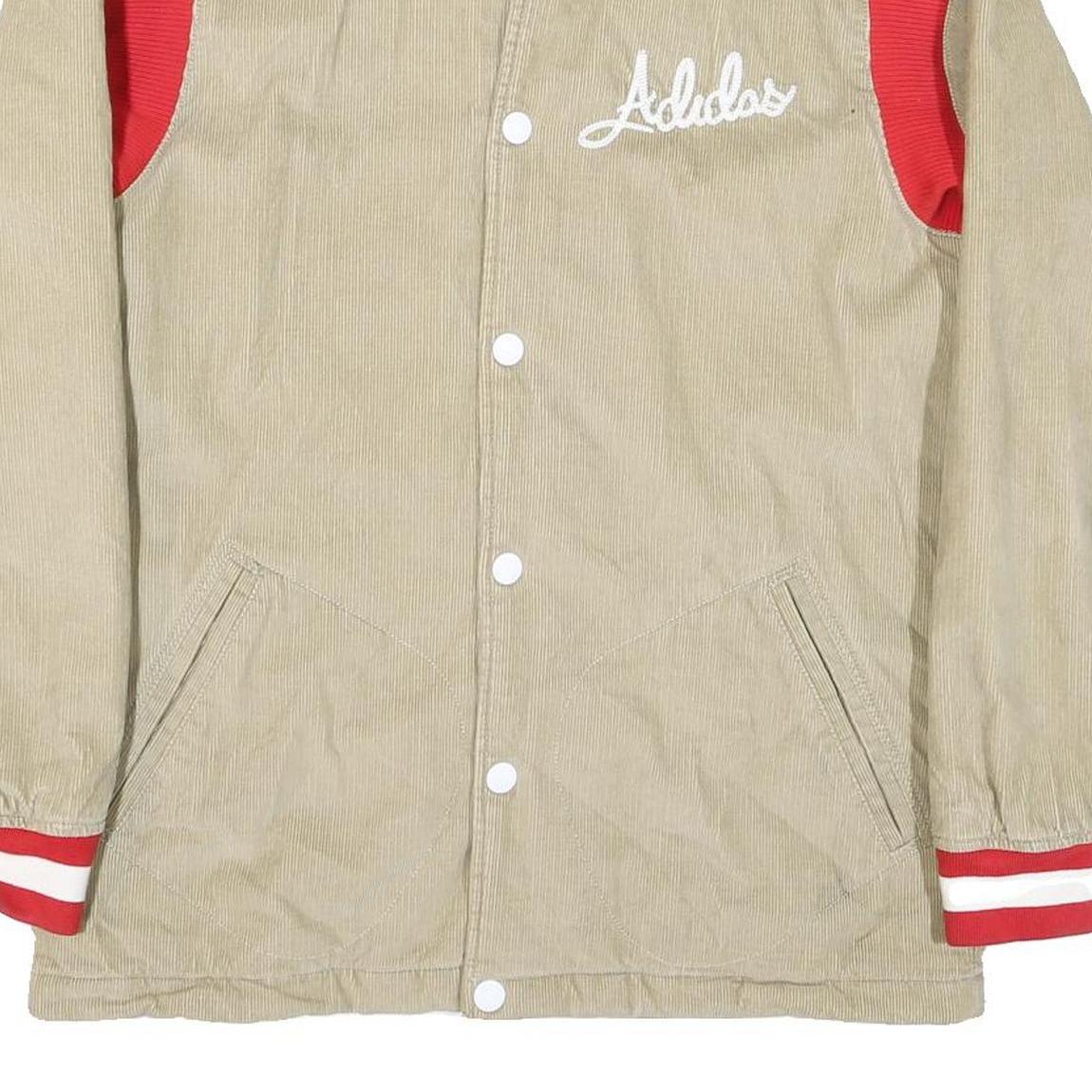 ADIDAS Mens Beige & Red Originals Button Cotton Blend Casual Jacket M