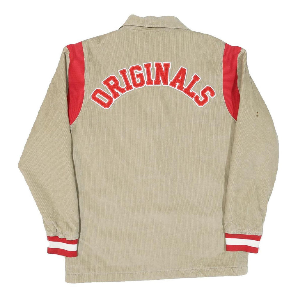 ADIDAS Mens Beige & Red Originals Button Cotton Blend Casual Jacket M