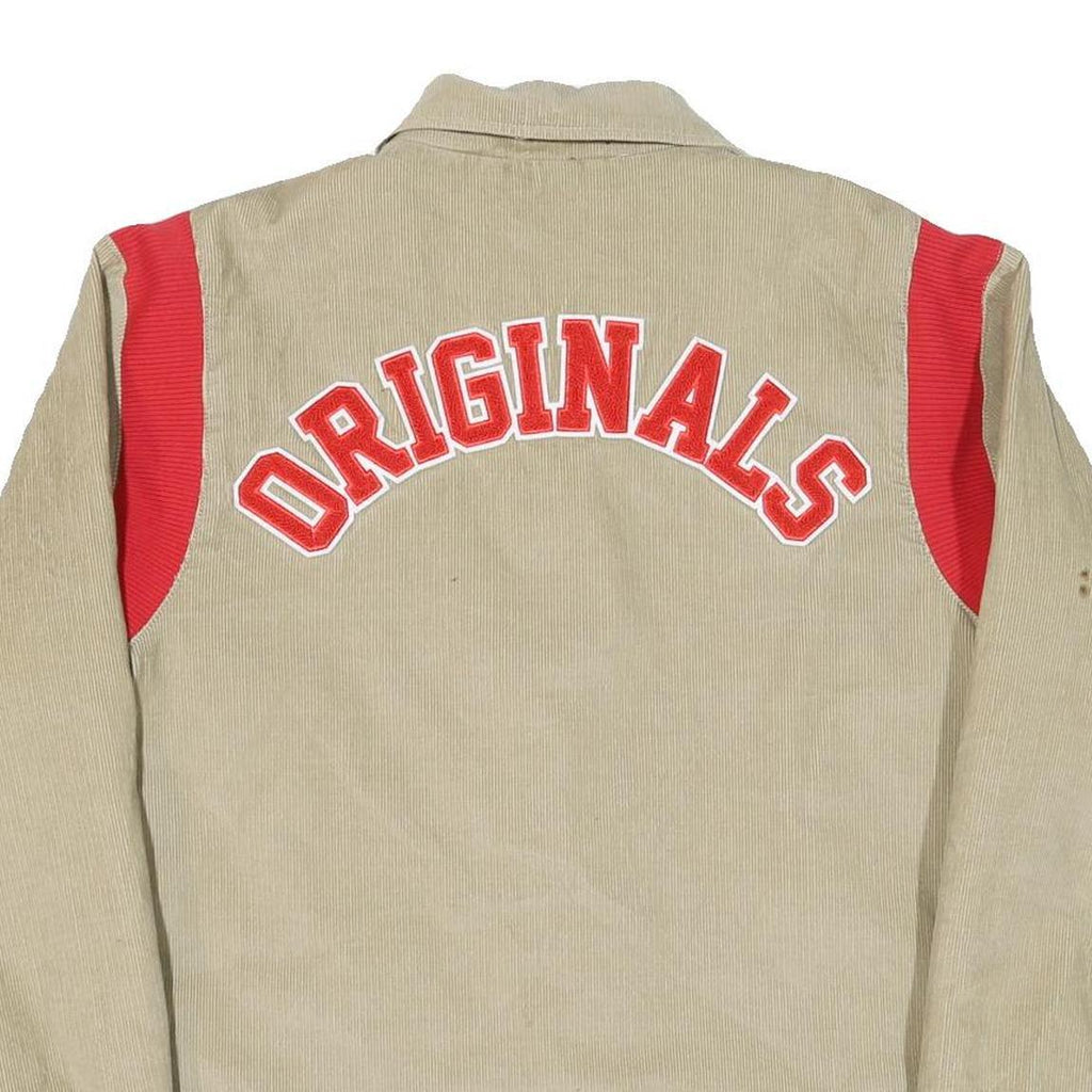 ADIDAS Mens Beige & Red Originals Button Cotton Blend Casual Jacket M