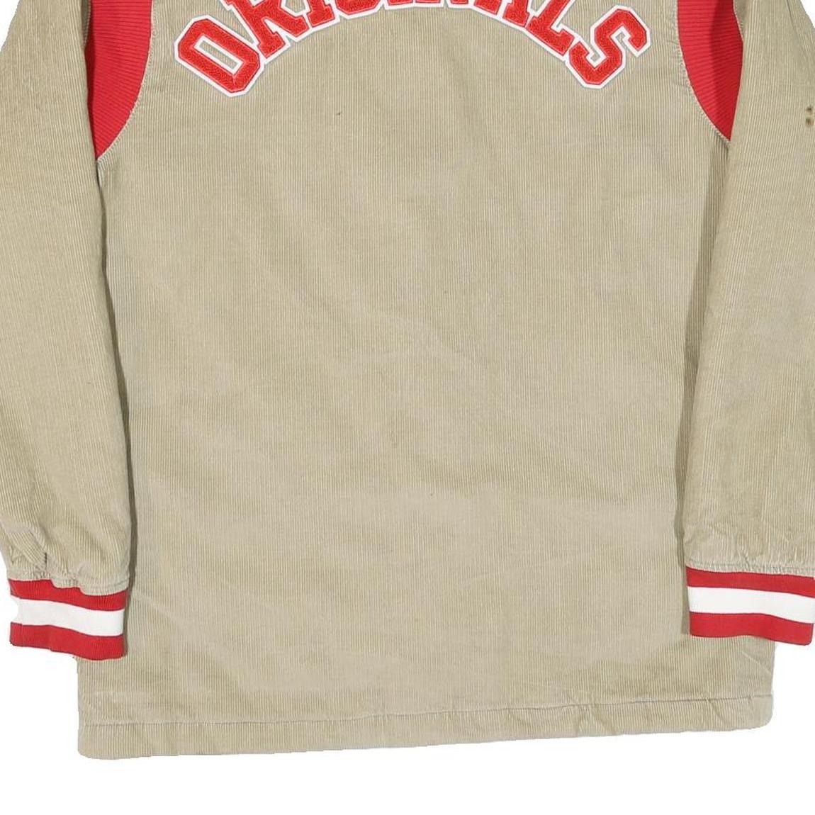 ADIDAS Mens Beige & Red Originals Button Cotton Blend Casual Jacket M